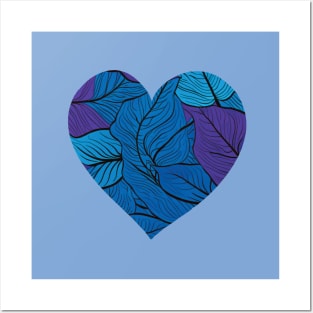 Heart Blue Leaves Posters and Art